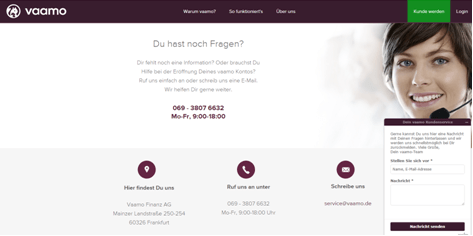 Die Kommunikationsmöglichkeiten bei Vaamo
