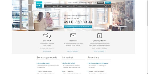 Service bei der Consorbank