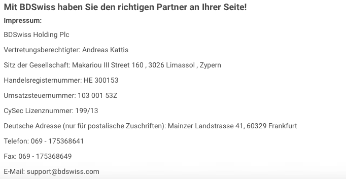 BDswiss Reguöierung