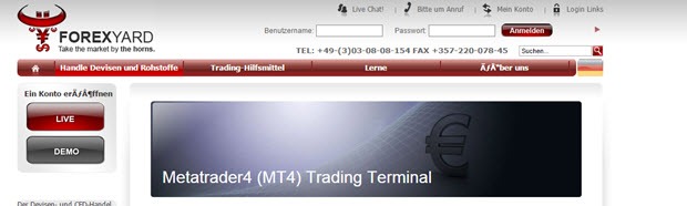 Forexyard bietet die MT4 Plattform an
