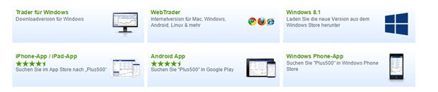 Auch das handeln per App ist bei Plus500 möglich