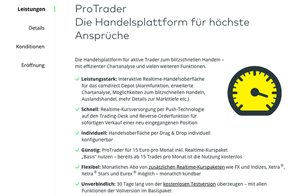 Protrader comdirect