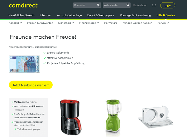 Kunden werben Comdirect