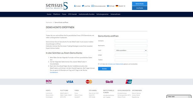 Sensus capital markets, sensus capital markets. Sensus Capital Markets bietet seinen Kunden ein Demokonto an