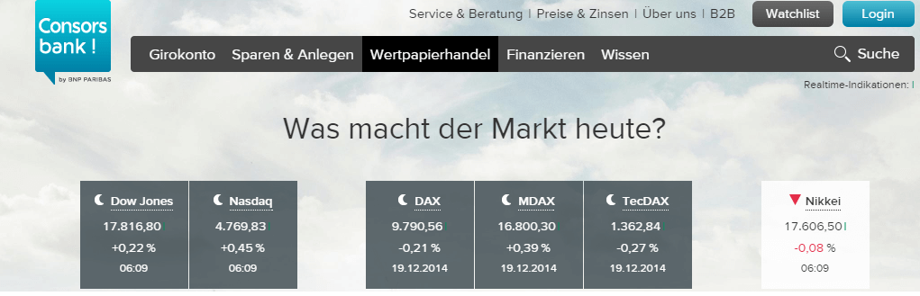 Homepage von Consorsbank 1