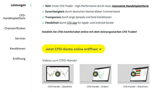 CFD Leistungen Comdirect