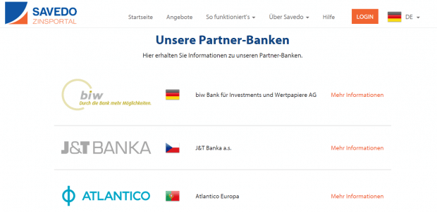 Die Partnerbanken von Savedo