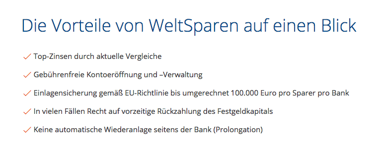 Von diesen Vorteilen profitieren Anleger bei WeltSparen