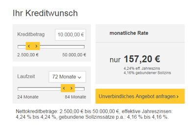 Kreditrechner bei der 1822direkt
