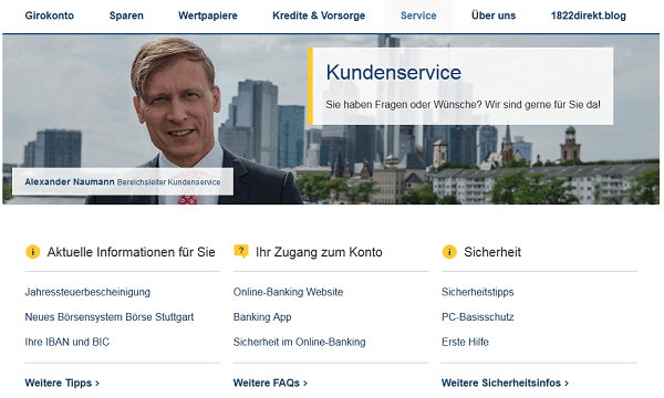 Service wird bei 1822direkt großgeschrieben