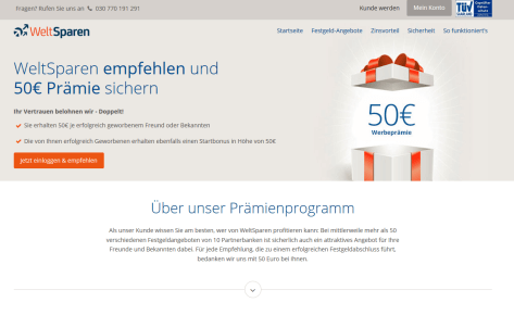 50 Euro Bonus bei Weltsparen