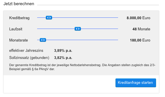 Mit dem Kreditrechner die monatliche Rate berechnen