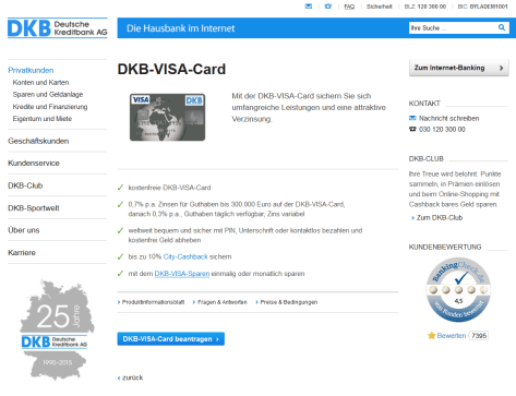 Die Konditionen der DKB-VISA-Card im Überblick