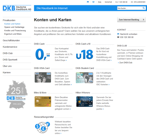 DKB Kreditkarte Erfahrungen - Die Angebote aus dem Bereich „Konten & Karten“