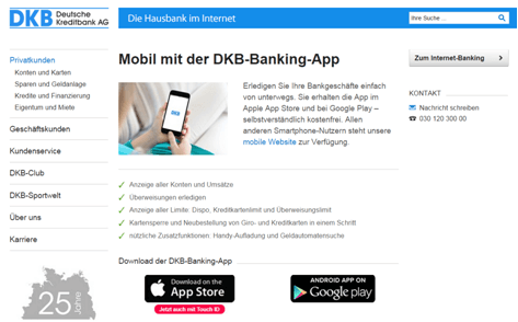 Das Mobile Banking-Angebot von DKB