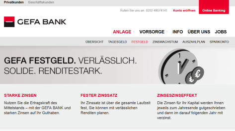 Das Festgeldkonto der GEFA Bank