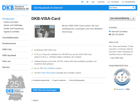 Die DKB Visa Card und ihre Guthabenverzinsung