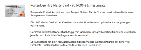 Das Kreditkartenangebot von der HypoVereinsbank - Girokonto Erfahrungen