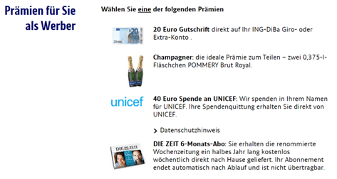 Das Bonusprogramm von der ING-DiBa