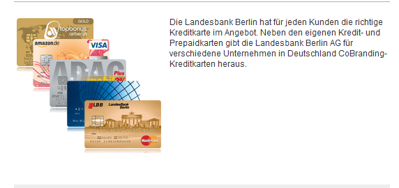 Kreditkartenangebote bei der LBB