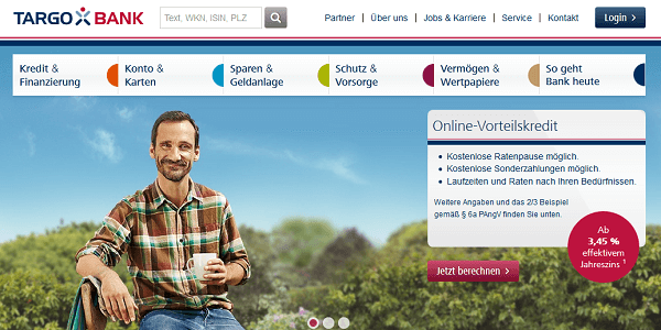 Die Webseite der Targobank 