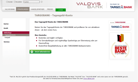 Das Tagesgeldkonto der Valovis Bank