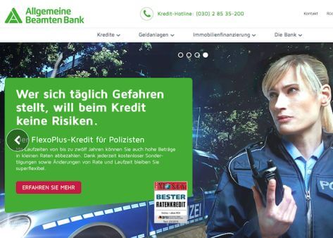 Die Homepage der Allgemeinen Beamten Bank