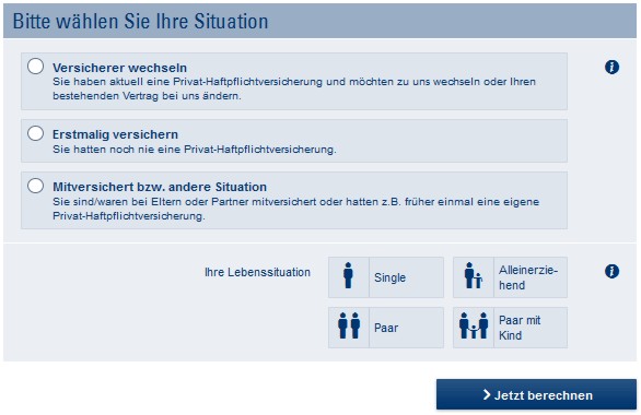 Beitrag online berechnen und abschließen