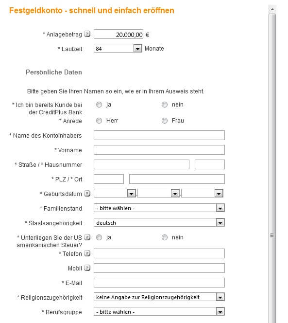 CreditPlus Bank AG Festgeld eröffnen