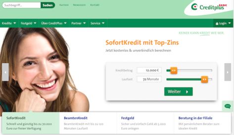 Der Web-Auftritt der CreditPlus Bank AG