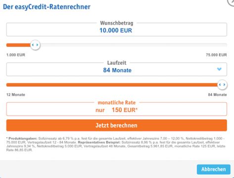 Der Kreditrechner von easyCredit