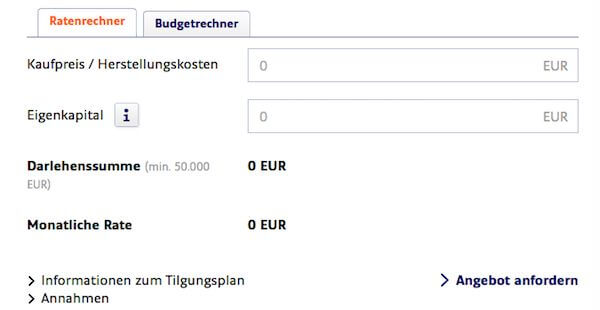 Der Kreditrechner der ING-DiBa Baufinanzierung