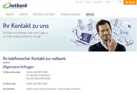 Die Kontaktseite der netbank