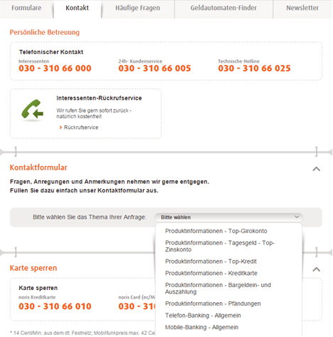 Die Kontaktmöglichkeiten der norisbank