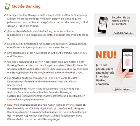 Das Mobile-Banking-Angebot der norisbank