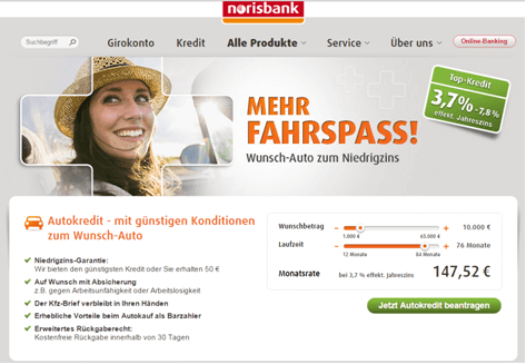 Der Autokredit bei der norisbank