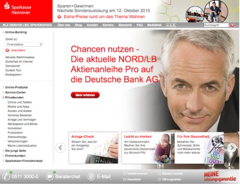 Sie sieht der Web-Auftritt der Sparkasse Hannover aus