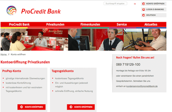 Kontoeröffnung ProCredit