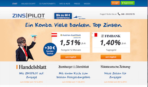 Zinspilot Festgeld, Zinspilot Test