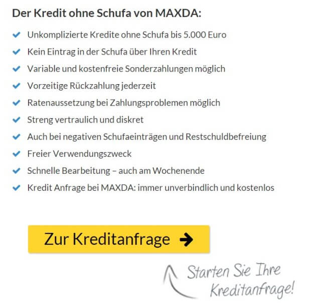 Jetzt von den Vorteilen vom Maxda Kredit ohne Schufa profitieren!