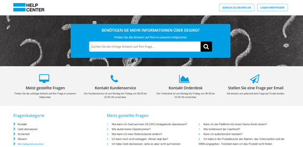 Das Help Center von DeGiro