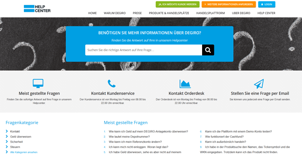 Das DeGiro Help Center