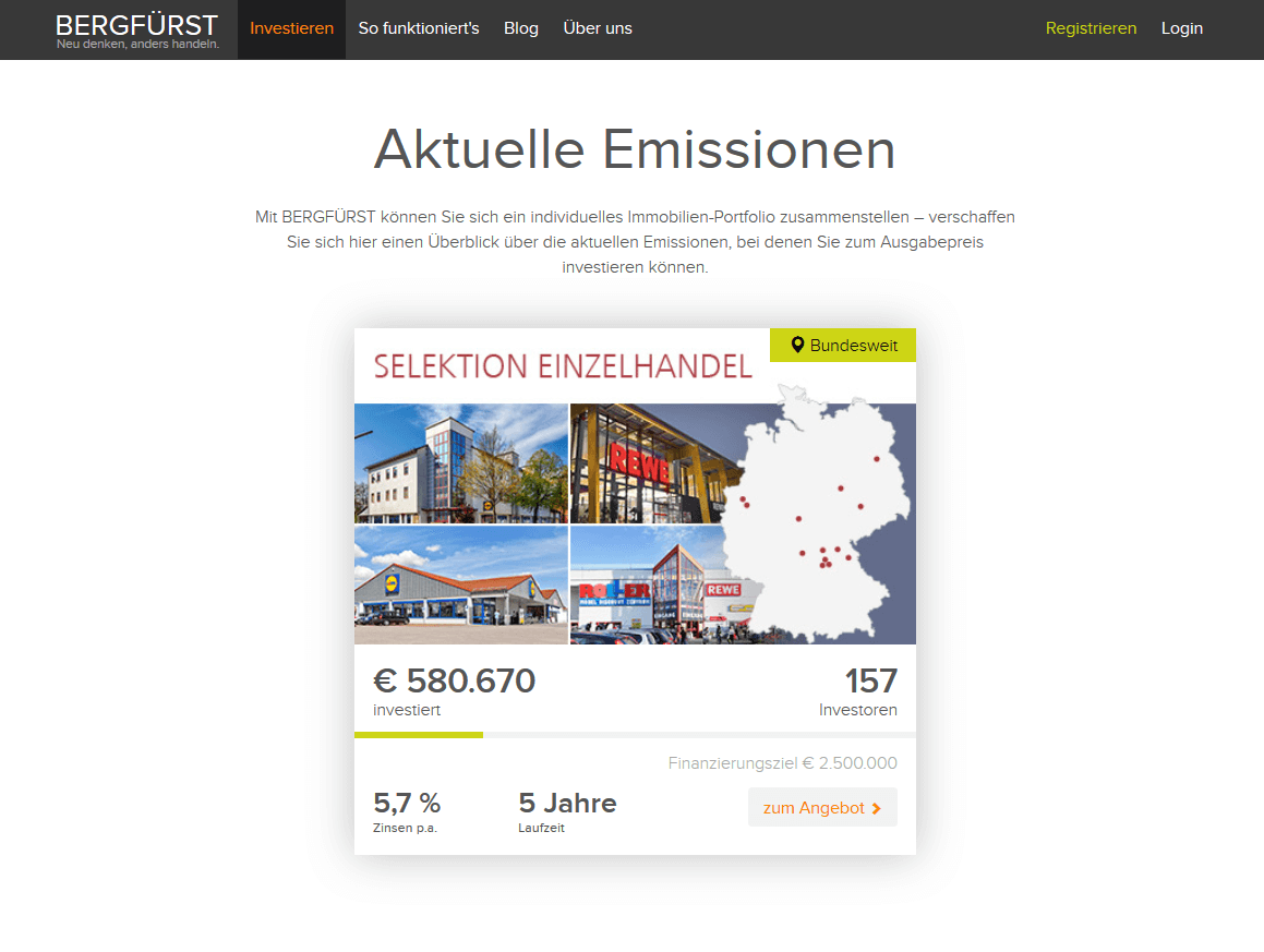 Aktuelle Emissionen bei Bergfürst