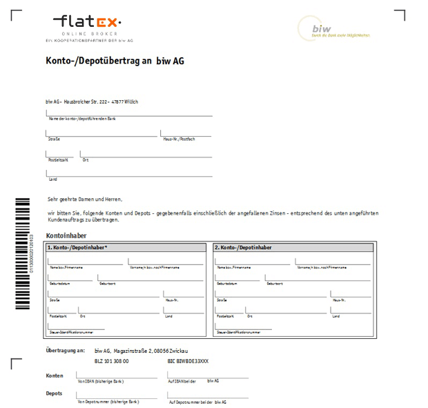 Flatex Konto- und Depotübertrag