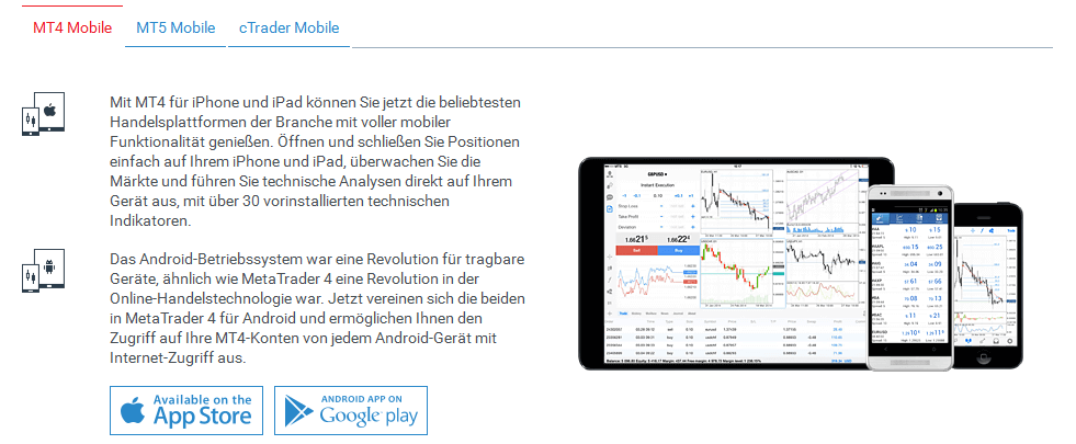 Mobile Anwendungen bei FxPro