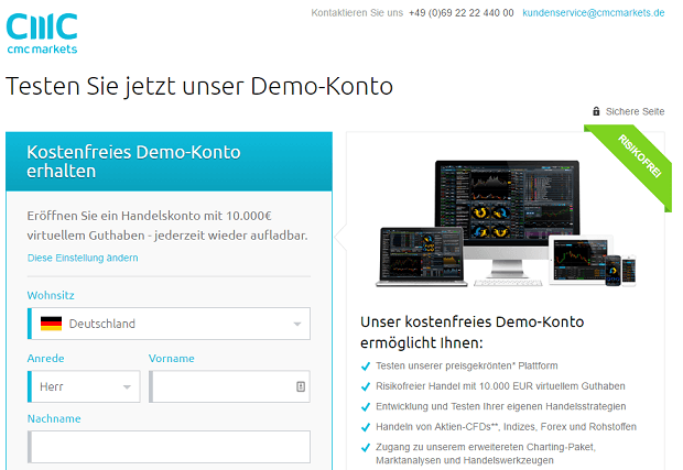 CMC Markets Demokonto eröffnen