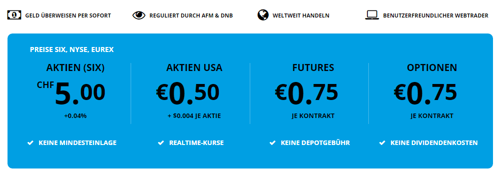 Kosten bei Aktienhandel bei Swissquote