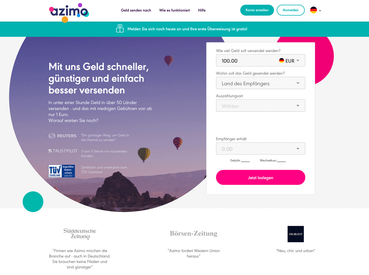 Azimo Erfahrungen von Aktiendepot.com, Azimo Gebühren