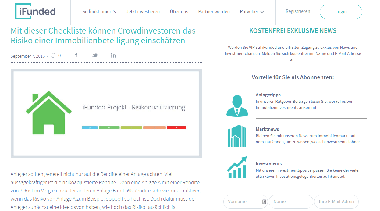 iFunded Risikoeinschätzung