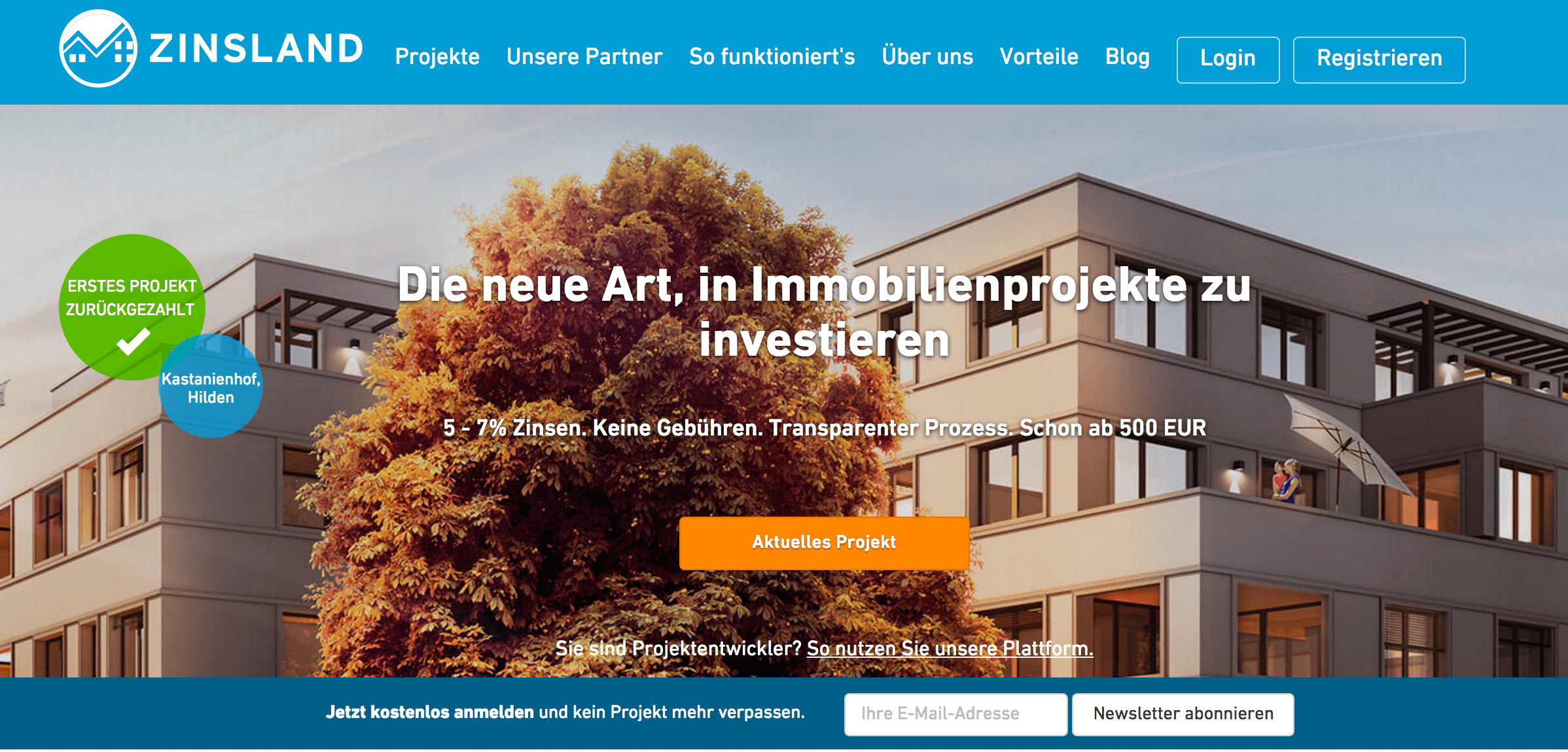 ZINSLAND Crowdfunding Testsieger